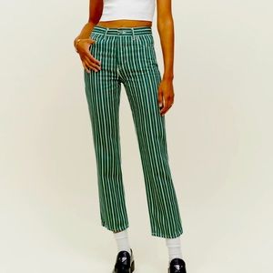 Reformation Cynthia Striped High Rise Straight Jeans